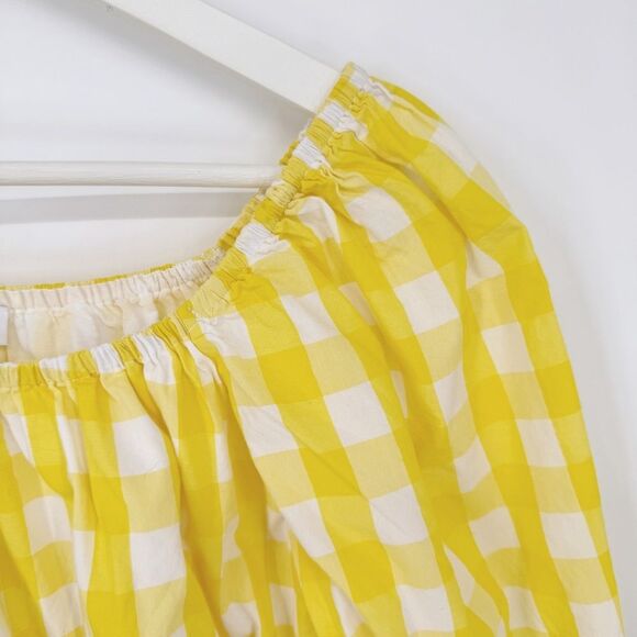 Color Me Courtney Kris Crop Top Small Yellow Gingham Puff - Picture 4 of 8